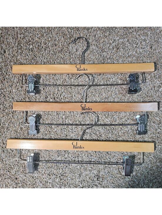 Other - C.J. Banks Henry Hanger Co. 3x Wooden Hangers W/ Clips